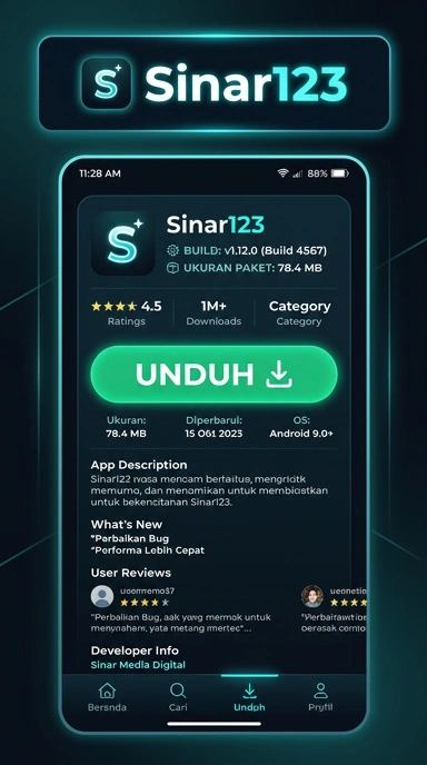 Tampilan halaman APK sinar123