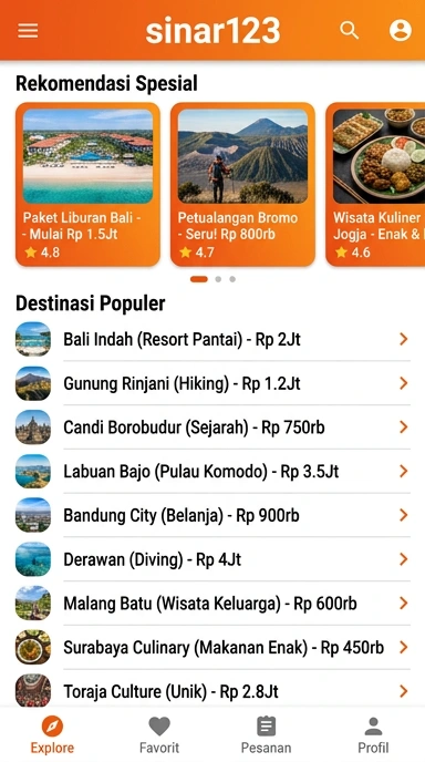 Tampilan katalog aplikasi sinar123