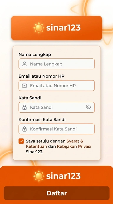 Tampilan halaman daftar sinar123