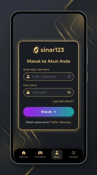 Tampilan halaman login sinar123